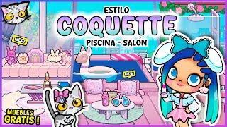  Cómo Decorar GRATIS la Mansión con Estilo COQUETTE en AVATAR WORLD - Planta 1 Piscina y Salón 