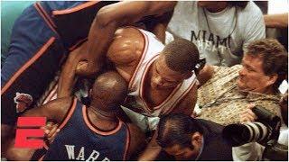 P.J. Brown fights Charlie Ward during Knicks vs. Heat 1997 NBA playoff game  ESPN Archives