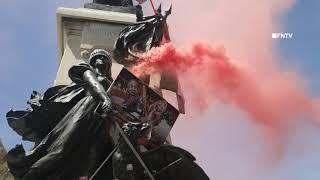 Protesters TAG STATUE set smoke Throw Things at Ranger outside White House