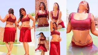 Beautiful girl in wet clothe Photoshoot video