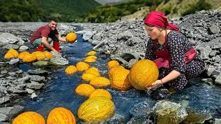 Washing Giant Melons in the Mountain River Winter Melon Canning with the Hermit Family