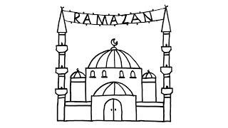 Çok Kolay Cami Çizimi - Hoşgeldin Ramazan  Ramazan Resmi Çizimi - Adım Adım Cami Nasıl Çizilir