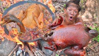 Primitive Technology Finding And Cooking Wild Duck In The Jungle - Best Recipes