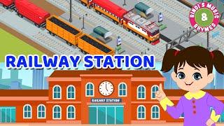 Railway Station  Down at the Station Nursery Rhyme for kids  Bindis Music & Rhymes