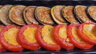 Take the eggplant and tomato and prepare the most delicious appetizer.