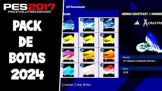 PACK DE BOTAS 2024 EL MAS ACTUALIZADO PES 2017 PARA TODOS LOS PARCHE