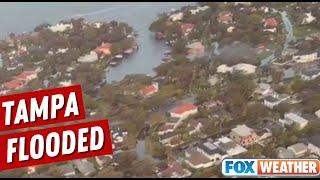 Tampa Flooded Aerial Survey Video After Hurricane Helene