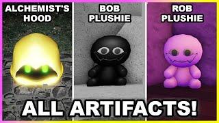 All 3 Artifact Locations Alchemists Hood Rob Plushie Bob Plushie in SLAP BATTLES ROBLOX