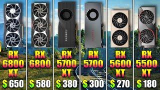 RX 6800 XT vs RX 6800 vs RX 5700 XT vs RX 5700 vs RX 5600 XT vs RX 5500 XT  PC Gameplay Tested