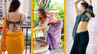 Different Types Of Saree Wearing Styles By Neha  Saree Ultra Low Waist Wearing #saree
