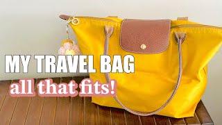 Whats In My Travel Handbag  Minimal Carry On Essentials  Longchamp Le Pliage