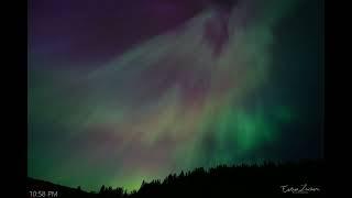 Aurora 14mm time lapse chronological sequence. May 10-11 2024 Cle Elum Lake Washington