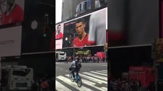 Times Square NYC Cristiano Ronaldo’s Historic Free Kick Goal against Spain at World Cup 2018
