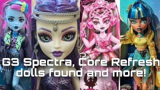 MONSTER HIGH NEWS G3 Spectra unboxed photos Core Refresh dolls found + ss4 Draculaura box art