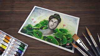 Lord buddha drawing  with watercolor painting for beginners #watercolor #lordbudhha #beginners