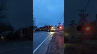 CPKC G18 Charging through Stevens Mills Vermont. #Stevensmills #vermont #cpkc #train #railfan