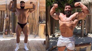 Handsome Huge Bodybuilder Workout At The Jungle Gym