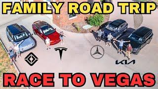 Electric Family SUV Race To Vegas Model X v R1S v EV9 v EQS - Part 1
