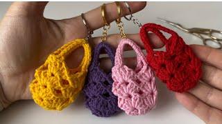 Kolay Tığ işi Mini Çanta Anahtarlık Yapımı  Crochet Keychain  Amigurumi Anahtarlık Örgü Modelleri