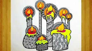 Mandala Art  Candles Drawing  Doodle Art  Zentangle Art