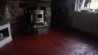 Irish Stone Cottage Restoration - Painting the Floors Tile Red