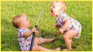 Funny Babies Playing With Water  Baby Outdoor Videos