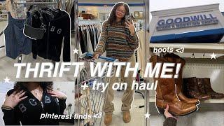 THRIFT WITH ME  try on haul & thrifting my pinterest boards vlog