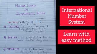 International Number System  International Number Names