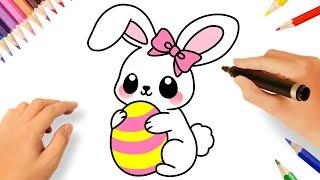 HOW TO DRAW A CUTE EASTER BUNNY 