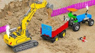 diy tractor mini bulldozer loading full trolly soil  Construction Vehicles tractor excavator work