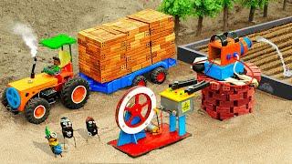 Diy tractor mini Bulldozer to making concrete road  Construction Vehicles Road Roller #49