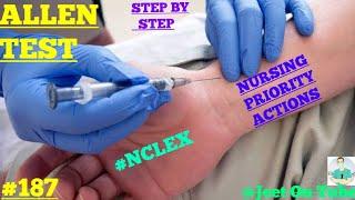 Allen Test  NCLEX #187  MOST IMP. TOPIC   NURSING PRIORITY ACTIONS  JEET ON TUBE  ABG ANALYSIS