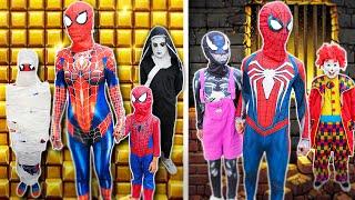 What If Many SPIDER-MAN & VENOM in 1 HOUSE ?? KID SPIDER MAN Rescue Parents From BAD GUYS +MORE