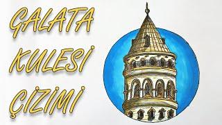 How to Draw Galata Tower - Easy Scenery Drawing - Building Drawings