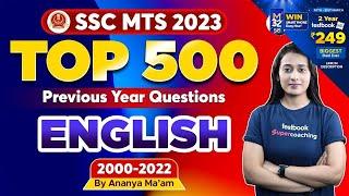 SSC MTS Previous Year Paper  English  Top 500 English Questions For SSC MTS 2023  By Ananya Maam