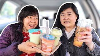 Letting My MOM DECIDE My BOBA ORDER Trying Moms FAVORITE Boba Drinks *send help*