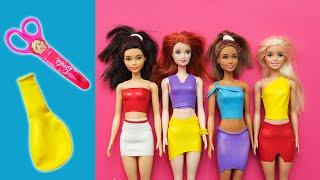 DIY Barbie Dresses with Balloons Easy No Sew Clothes  Barbie doll hacks and crafts