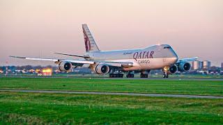 【4K】Boeing 747 QATAR CARGO Landing