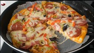 Dünyanın En Kolay Tavada 10 Dk Mayasız Kolay PİZZA TARİFİ  İstediğiniz Malzeme İle Hızlı Pizza