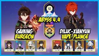 C4 Gaming Burgeon & C1 Diluc-Xianyun Vape Plunge Spiral Abyss Floor 12  Genshin Impact 4.4