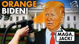 YIKES White House Unveils New ORANGE Joe Biden in PANIC  The Memes Are Hysterical Hes Trump