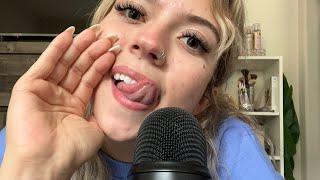 ASMR Lip Licking Mouth Sounds with layered taps