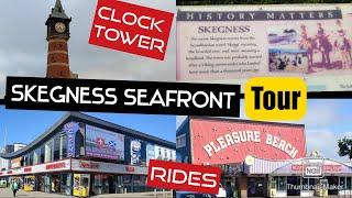 Skegness Seafront Promenade Tour ️ Rides  Amusement Arcades  Clock Tower ⏰  Park  Fountain  