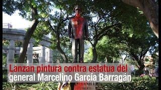 Lanzan pintura contra estatua del general Marcelino García Barragán