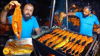 Bangalore Fish King Making Biggest Tawa Masala Fish Fry Rs. 50- Only l Karnataka Food