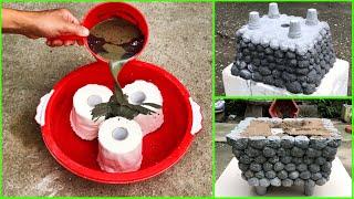 Ideas For Toilet Paper Rolls and Cement to Make Pretty Flower Pots.