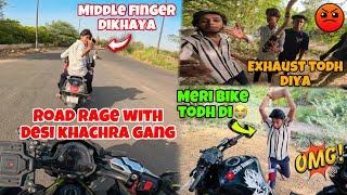 Desi खचरा Gang ने दिखाई Middle Finger  20 खचरे Ek Sath Ladnai Agai #extremeroadrage #z900