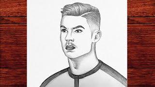 Cristiano Ronaldo Karakalem Çizimi - Kolay Portre Çizimi Cristiano Ronaldo CR7 - Çizim Mektebi