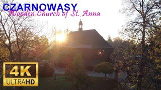 Wooden Church of St. Anna - from the Eagles flight - 4K