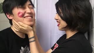 A Japanese Girls Lipstick Kiss To A Boy